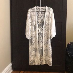 Lace bathing suit coverup